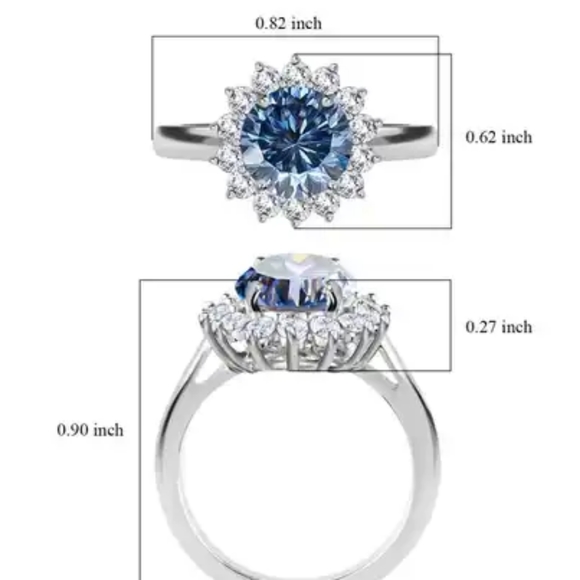 AQUA & WHITE MOISSANITE RING - Picture 10 of 13